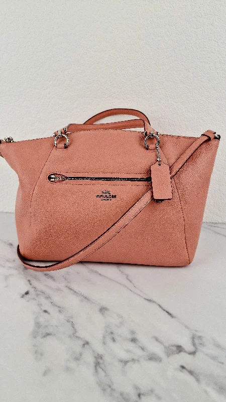 Coach backpacks with a sleek, modern design for a stylish lookCoach Prairie Satchel in Peony Pink Pebble Leather - Zip Top Handbag - Coach 34340