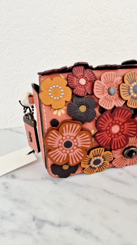 Coach backpacks with a sleek, modern design for a stylish lookCoach 1941 Dinky With Tea Roses in Melon - Crossbody Shoulder Bag Floral Flowers Tolled Leather Appliqué- Coach 38197