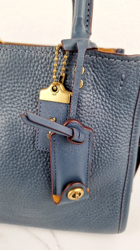 Coach crossbody bags with a woven leather strap for a unique textureCoach 1941 Rogue 25 in Dark Denim Blue Shoulder Bag Handbag Navy Pebble Leather - Coach 54536