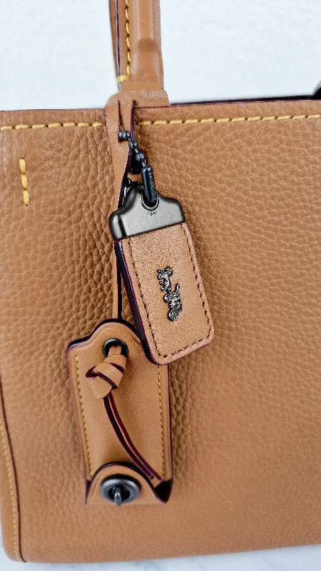 Coach bags with a detachable mirror inside for quick touch - upsCoach 1941 Rogue 25 Light Saddle Brown Leather & Burgundy Suede Handbag - Coach 54536