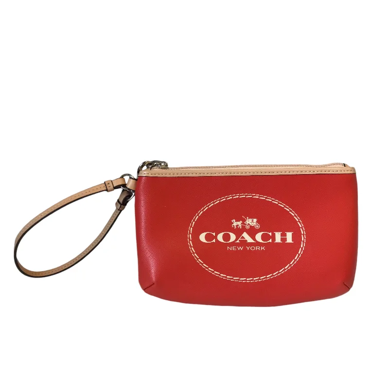 Coach bags with a detachable mobile phone holder for on - the - go useWristlet Designer By Coach In Orange, Size:Small