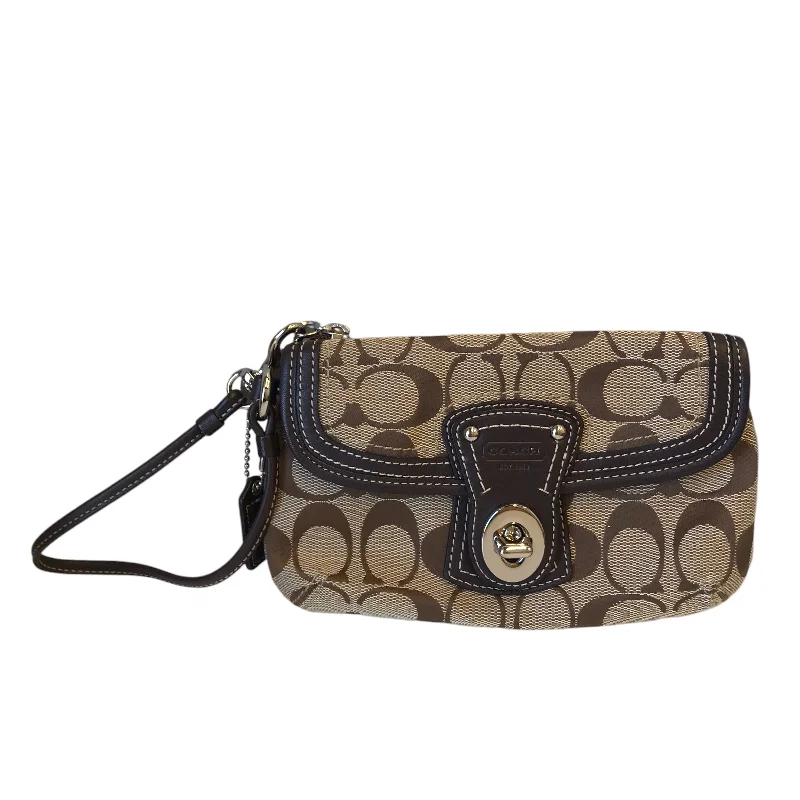 Coach bags with a zip - top closure and a front - pocket for quick accessWristlet Designer By Coach In Brown, Size:Medium