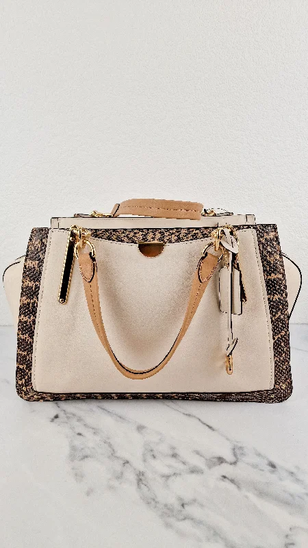 Coach Dempsey bags with a leather - wrapped drawstring for a luxurious feelCoach Dreamer 36 in Chalk Leather with Snakeskin Trim - Handbag Crossbody Bag - Coach 31645