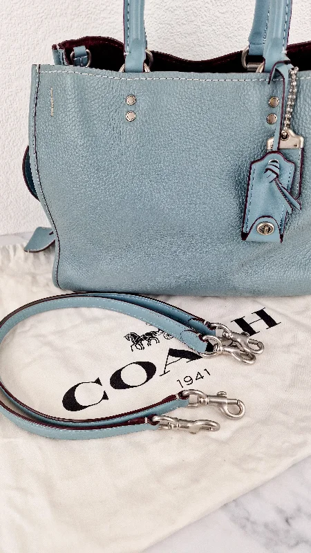 Coach crossbody bags with a printed floral pattern for a feminine touchCoach 1941 Rogue 31 in Steel Blue Nickel Silver Hardware Satchel Handbag Leather Coach 38124