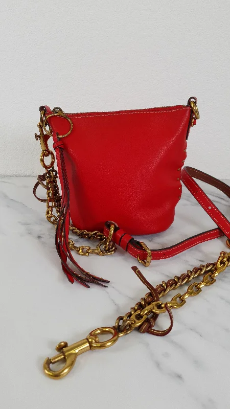 Coach bags with a back - zip pocket for storing valuables securelyCoach 1941 Mini Duffle 12 Bag in Red smooth Glovetanned Leather with Zip Top & Border Rivets- Crossbody bag - Coach 32880